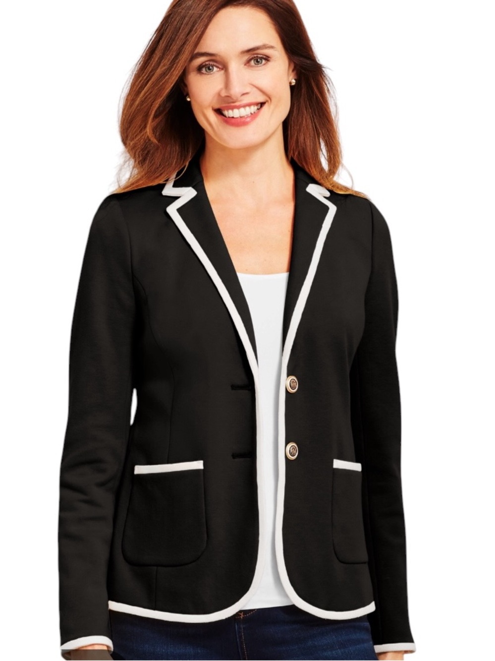 Talbots Pique Aberdeen Blazer Black & White NWT size 12. Academia, office, new